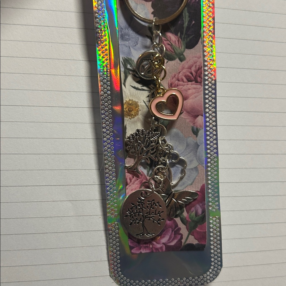 Silver keychain “Life is a gift” charms